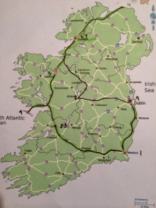 Mapped out route for Ireland.  Courtesy of Laura Grant.